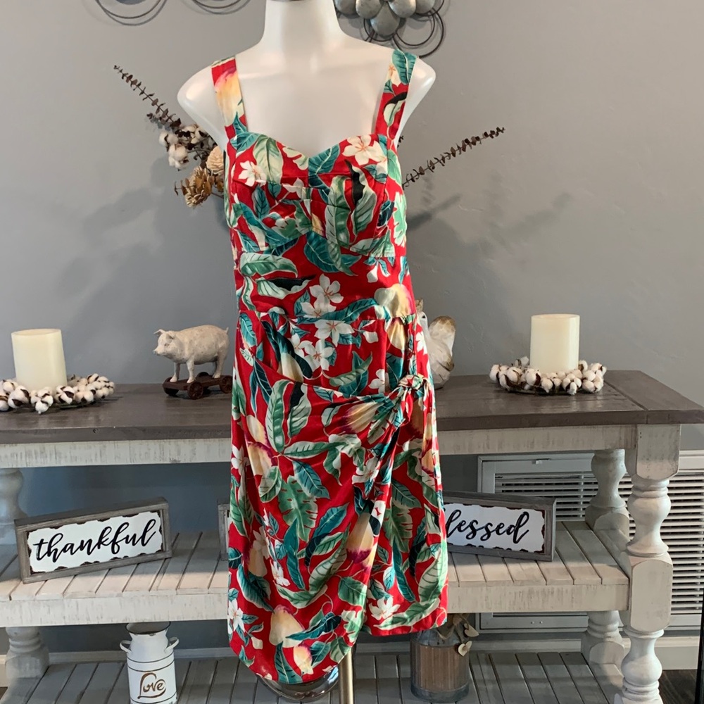 Vintage Diamond Supply Co. Red and Green Floral Mini Dress